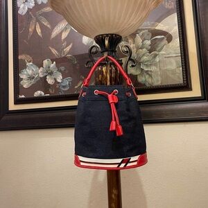 Tommy Hilfiger Navy and Red Bucket Bag